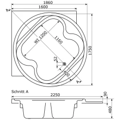 Caribia Vidal Premium Badewanne 186 X 186 Cm, Für Ecke, Ohne Schürze -Badmöbel Verkauf caribia badewannen vidal premium 186 x 9185037