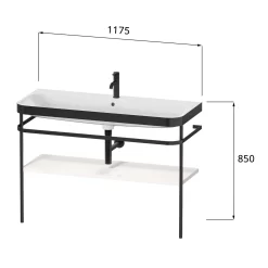 Duravit Happy D.2 Plus C-bonded Waschtisch Mit 2 Hahnlöchern, 117,5 X 49 Cm, Mit 1 Holzfachboden