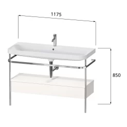 Duravit Happy D.2 Plus C-shaped Waschtisch Ohne Hahnloch, 117,5 X 49 Cm, Mit 1 Schubkasten