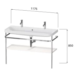 Duravit Happy D.2 Plus C-shaped Waschtisch Mit 2x 1 Hahnloch, 117,5 X 49 Cm, Mit 1 Holzfachboden