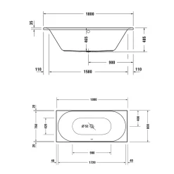 Duravit D-Neo Rechteck-Badewanne 180 X 80 Cm, Einbauversion, Ab- Und Überlauf Mittig