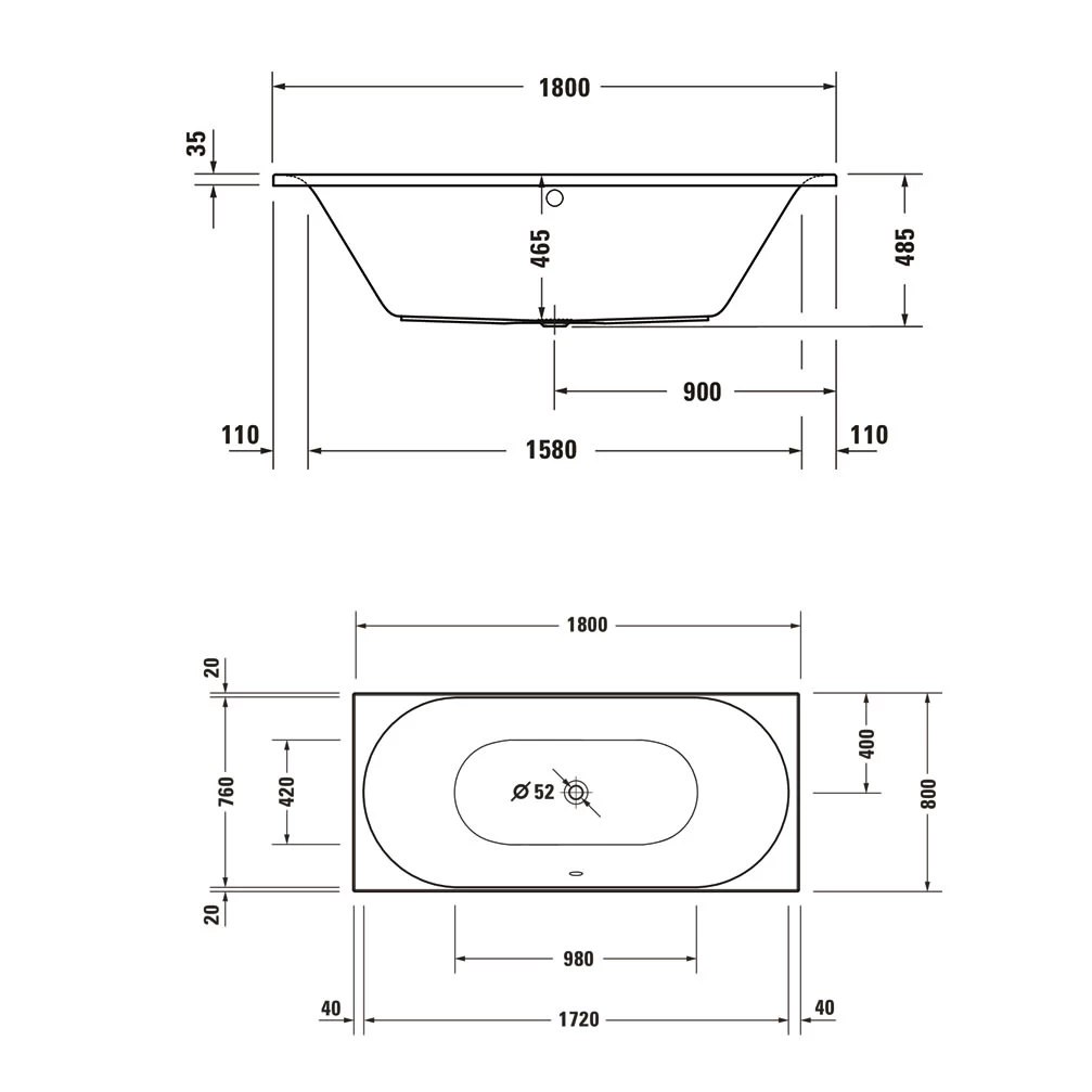 Duravit D-Neo Rechteck-Badewanne 180 X 80 Cm, Einbauversion, Ab- Und Überlauf Mittig 1 Duravit D-Neo Rechteck-Badewanne 180 X 80 Cm, Einbauversion, Ab- Und Überlauf Mittig