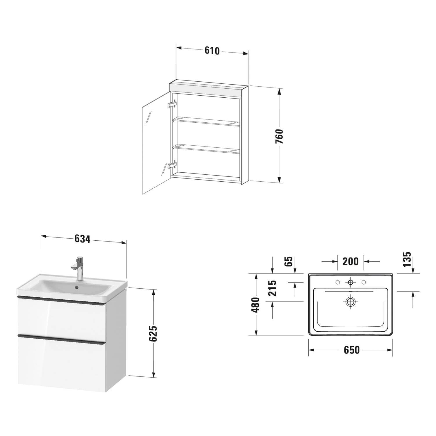 Duravit D-Neo Möbelset Mit Spiegelschrank 65 Cm 4 Duravit D-Neo Möbelset Mit Spiegelschrank 65 Cm – Bild 4