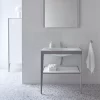Duravit XViu Möbelwaschtisch 100 X 48 Cm C-bonded Ohne Hahnloch, Mit Metallkonsole, Bodenstehend