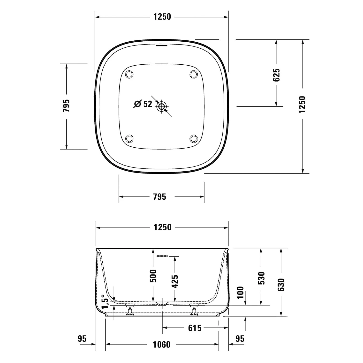 Duravit Zencha Freistehende Badewanne 125 X 125 Cm 4 Duravit Zencha Freistehende Badewanne 125 X 125 Cm – Bild 4