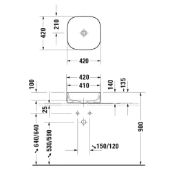 Duravit Zencha Aufsatzbecken 42 X 42 Cm, Ohne Hahnlochbank -Badmöbel Verkauf duravit zencha waschtische aufsatzbecken 42 x 8354926
