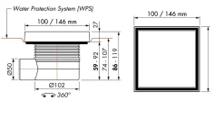 ESS Easy Drain Aqua Quattro 15x15 Bodenablauf Komplettset Zum Befliesen, Abgang Waagerecht