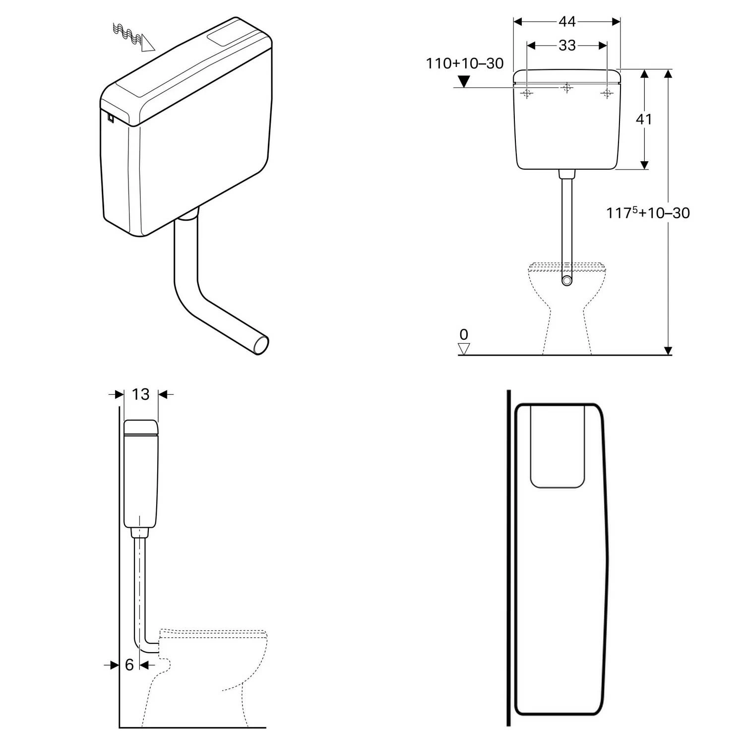 Geberit AP-Spülkasten AP127 Halbhochhängend Mit Spül-Stopp-Spülung 2 Geberit AP-Spülkasten AP127 Halbhochhängend Mit Spül-Stopp-Spülung – Bild 2