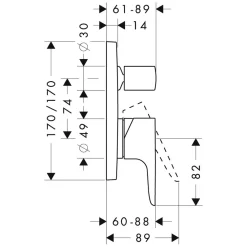 AXOR Citterio M Einhebel-Wannenmischer Unterputz Mit Integr.Sicherungskombination