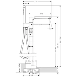 AXOR Urquiola Thermostat-Wannenmischer Bodenstehend