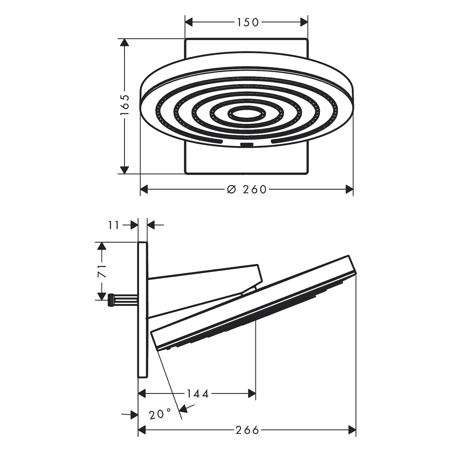 Hansgrohe Pulsify Kopfbrause 260 2jet EcoSmart Mit Wandanschluss 3 Hansgrohe Pulsify Kopfbrause 260 2jet EcoSmart Mit Wandanschluss – Bild 3