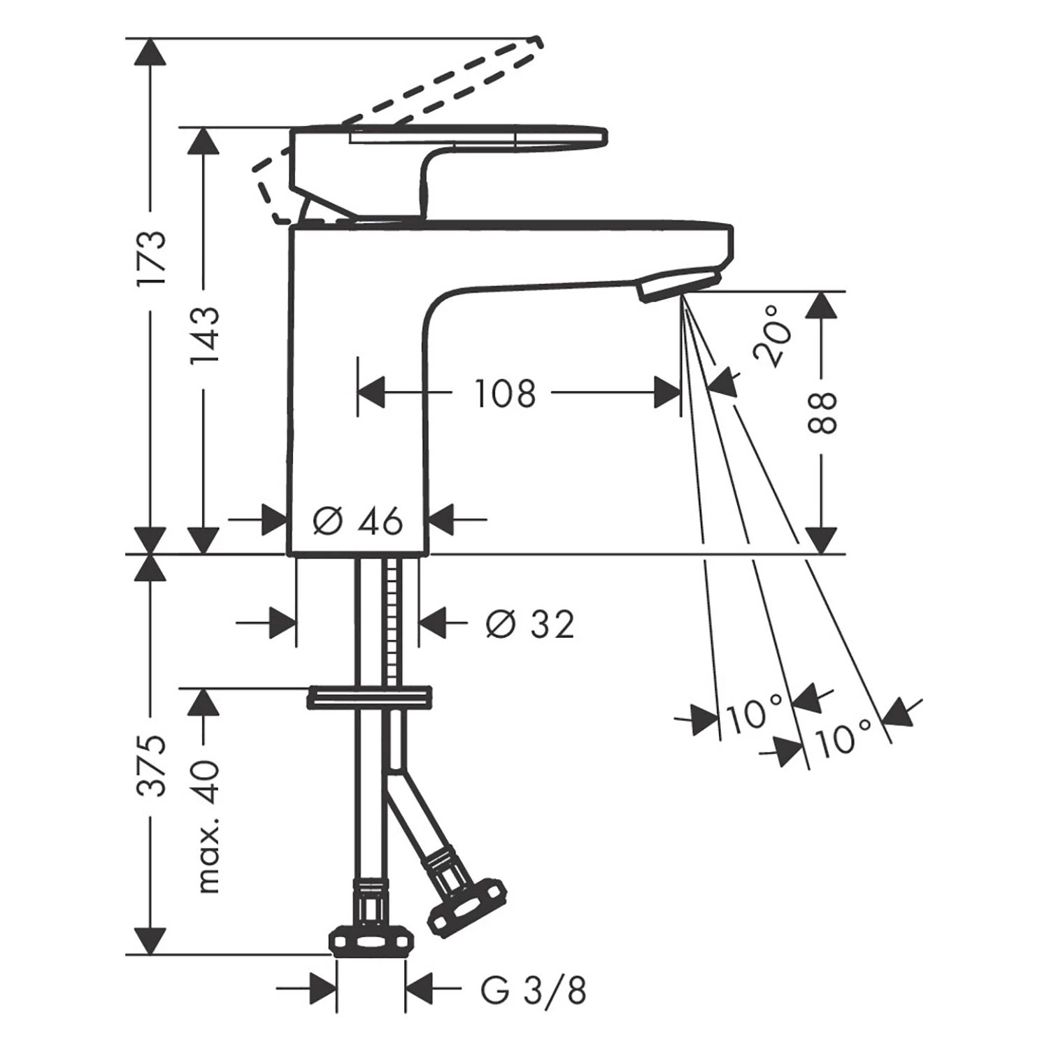 Hansgrohe Vernis Blend Waschtischarmatur 100 Ohne Ablaufgarnitur 3 Hansgrohe Vernis Blend Waschtischarmatur 100 Ohne Ablaufgarnitur – Bild 3