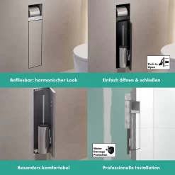 Hansgrohe XtraStoris Rock Einbau-Toilettenbürstenhalter Mit Papierhalter Und Befliesbarer Tür -Badmöbel Verkauf hansgrohe xtrastoris wandnischen einbauboxen rock toilettenbuerstenhalter 11042104