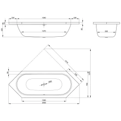 Bette Starlet 6-Eckwanne 200 X 75 X 42 Cm