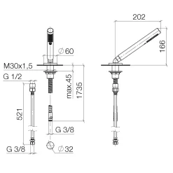 Dornbracht Meta Schlauchbrausegarnitur Für Wannenrand-/ Fließenrandmontage