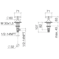Dornbracht VAIA Seitenventil Rechtsschließend Kalt, Mit Kreuzgriff