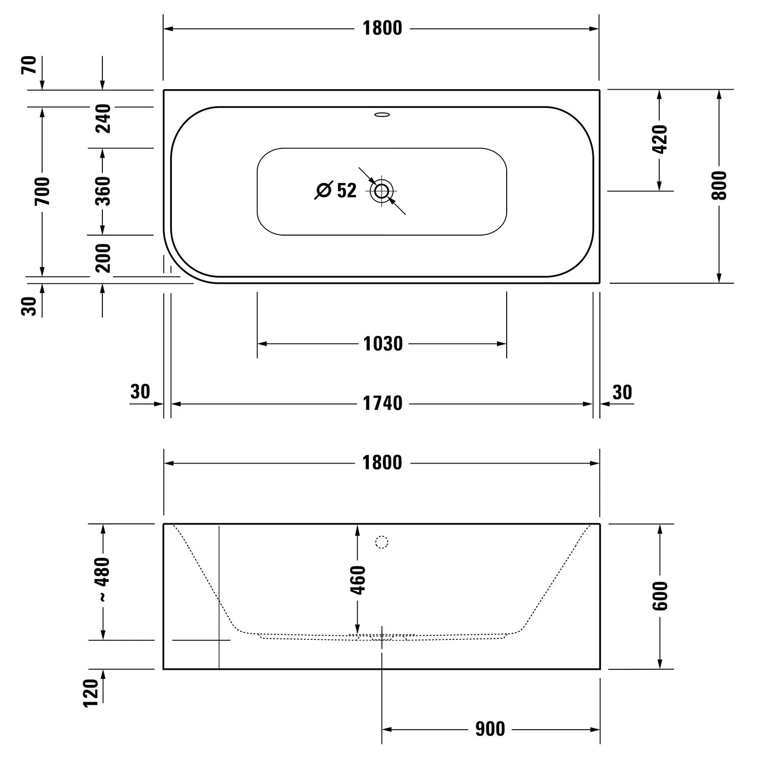 Duravit Happy D.2 Plus Badewanne 180 X 80 Cm, Mit Angeformter Acrylverkleidung 4 Duravit Happy D.2 Plus Badewanne 180 X 80 Cm, Mit Angeformter Acrylverkleidung – Bild 4