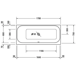 Duravit Happy D2 Rechteck Whirlwanne 180 X 75 Cm Mit Combi-System P, Rückenschräge Links