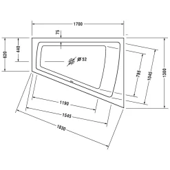 Duravit Paiova Whirlwanne 170 X 130 Cm Mit Combi-System P, Rückenschräge Rechts