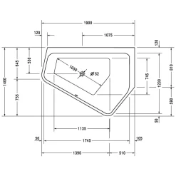 Duravit Paiova 5-Eck Whirlwanne 190 X 140 Cm Mit Combi-System P, Ecke Rechts