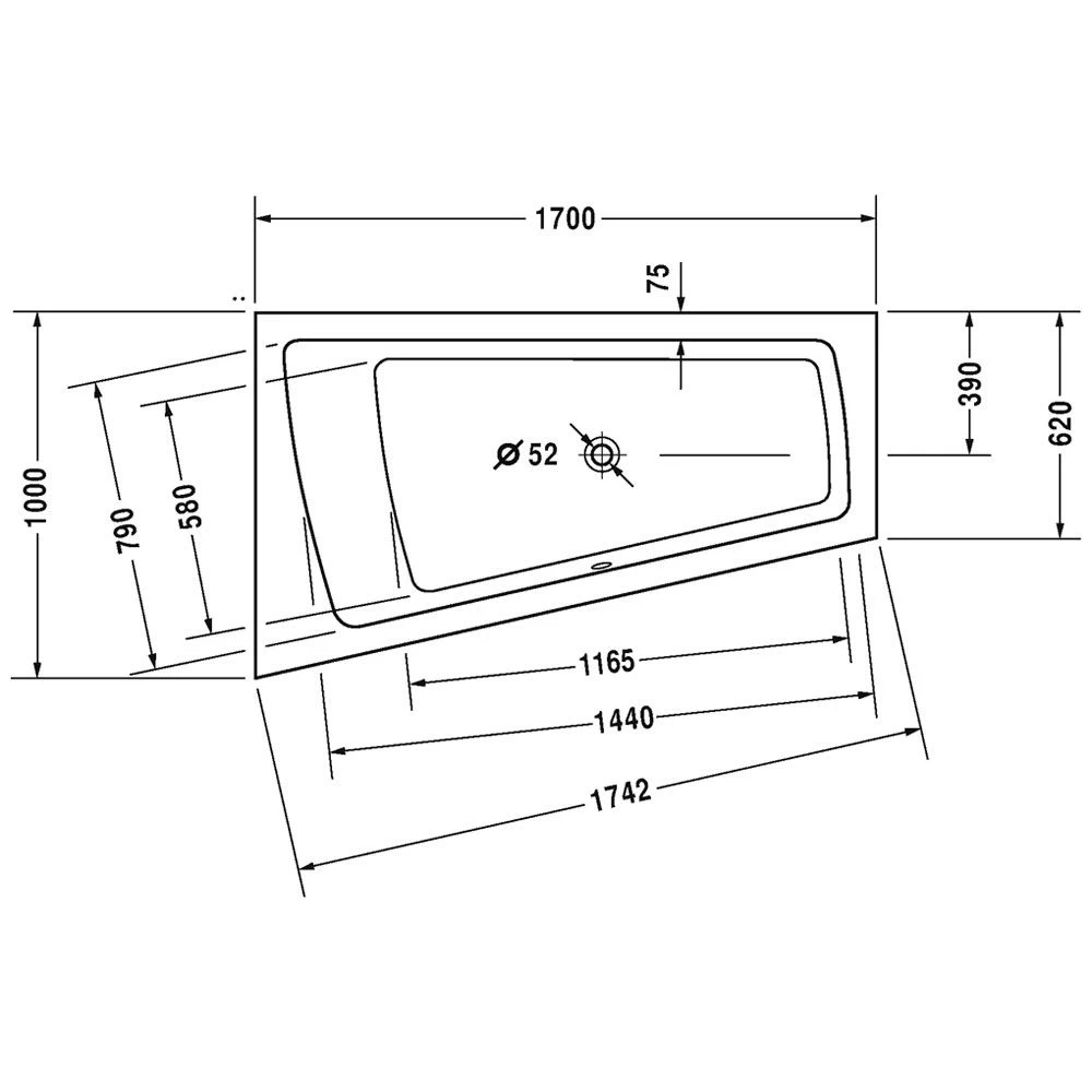 Duravit Paiova Whirlwanne 170 X 100 Cm Mit Jet System, Rückenschräge Links 1 Duravit Paiova Whirlwanne 170 X 100 Cm Mit Jet System, Rückenschräge Links