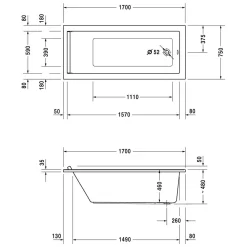 Duravit Starck Badewanne Rechteck 170 X 75 Cm -Badmöbel Verkauf hersteller duravit badewannen starck 700335 709338