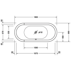 Duravit Starck Oval Whirlwanne 180 X 80 Cm Freistehend Mit Combi-System P, Zwei Rückenschrägen
