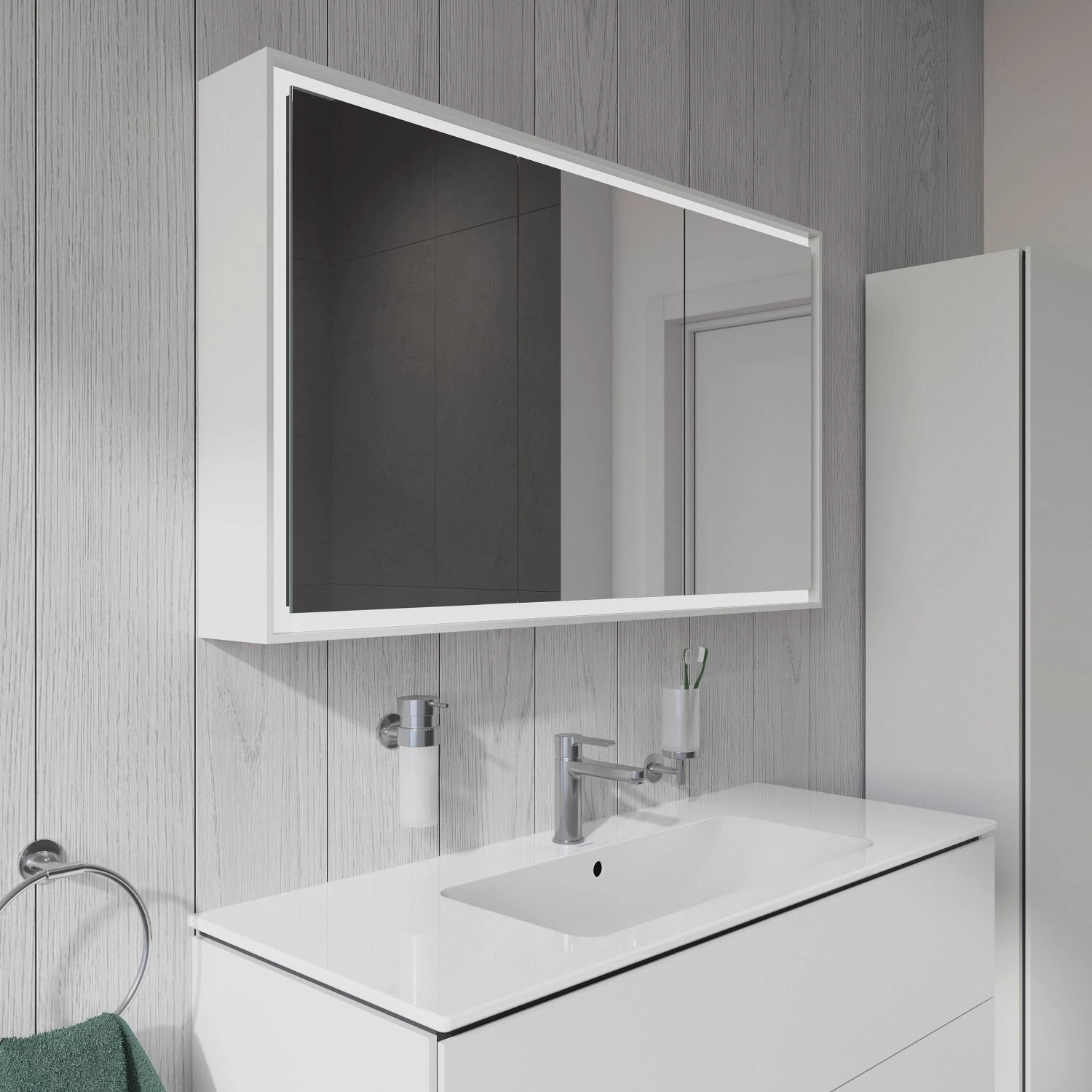 Duravit L-Cube Spiegelschrank Mit LED Beleuchtung 120 X 70 Cm Mit Waschplatzbeleuchtung 5 Duravit L-Cube Spiegelschrank Mit LED Beleuchtung 120 X 70 Cm Mit Waschplatzbeleuchtung – Bild 5