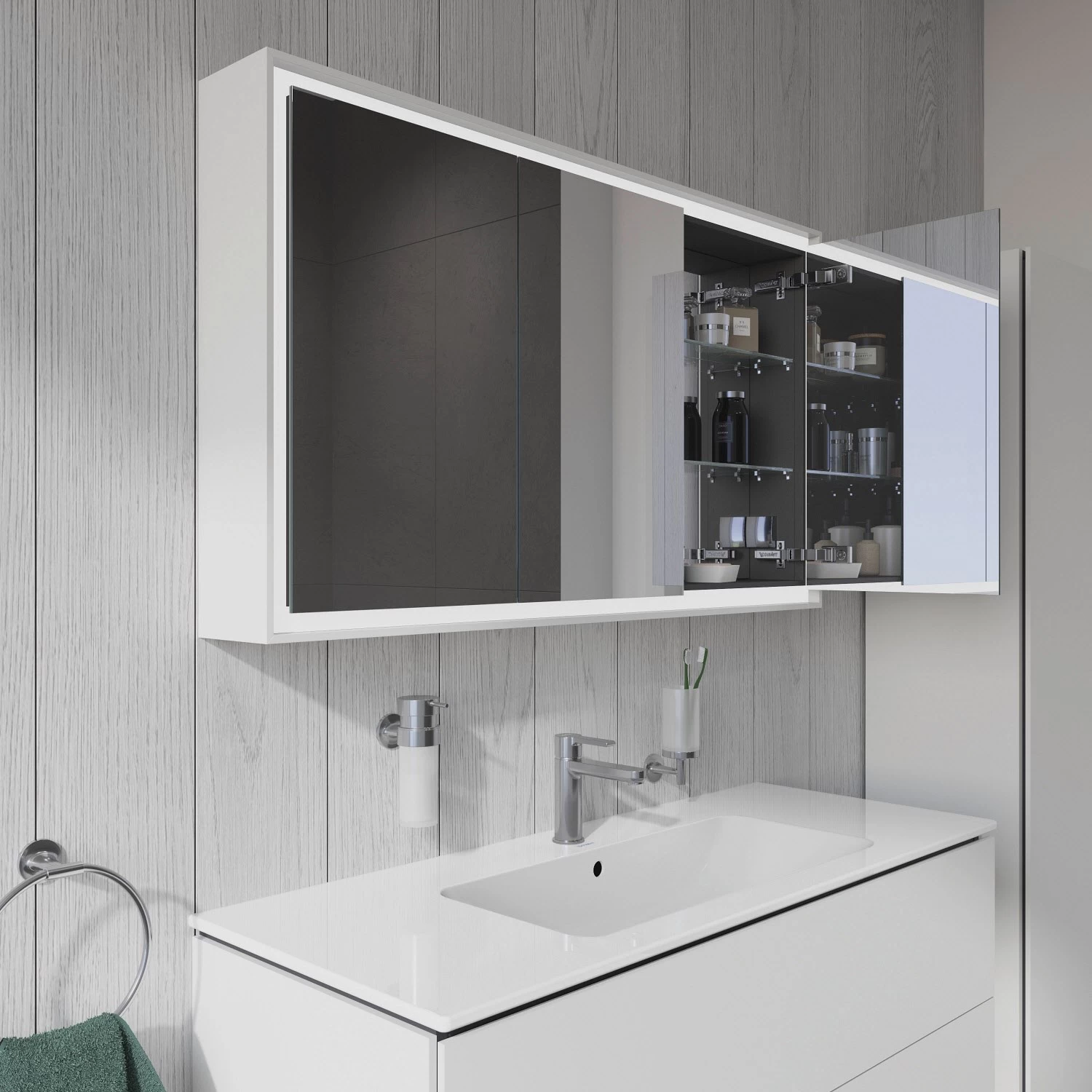 Duravit L-Cube Spiegelschrank Mit LED Beleuchtung 120 X 70 Cm Mit Waschplatzbeleuchtung 6 Duravit L-Cube Spiegelschrank Mit LED Beleuchtung 120 X 70 Cm Mit Waschplatzbeleuchtung – Bild 6