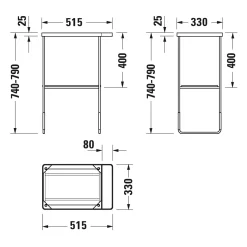 Duravit DuraSquare Metallkonsole, Bodenstehend 51,6 X 33,3 Cm -Badmöbel Verkauf hersteller duravit durasquare zubehoer metallkonsole bodenstehend 9240492