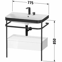 Duravit Happy D.2 Plus C-bonded Waschtisch Mit 1 Hahnloch, 77,5 X 49 Cm, Mit 1 Schubkasten