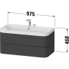 Duravit Happy D.2 Plus C-shaped Waschtisch Mit 1 Hahnloch, Mit Unterschrank, 97,5 X 49 Cm