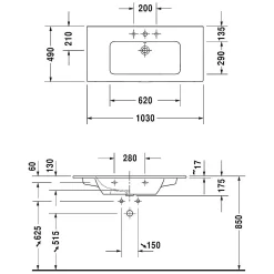 Duravit ME By Starck Möbelwaschtisch 103 Cm Mit 1 Hahnloch -Badmöbel Verkauf hersteller duravit me by starck waschtische 1307426