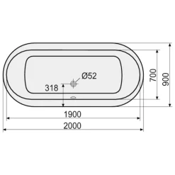 DUSCHOLUX Prime-Line Free Freistehende Ovalwanne 200 X 90 Cm