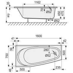 DUSCHOLUX Piccolo 163 Kleinraum Badewanne Einbau Ecke Links -Badmöbel Verkauf hersteller duscholux badewannen raumsparwannen piccolo 163 943432