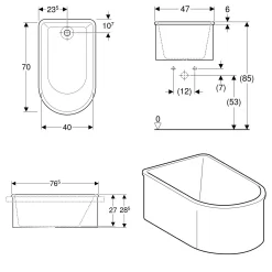Geberit Bambini Asymetrische Badewanne 40 L