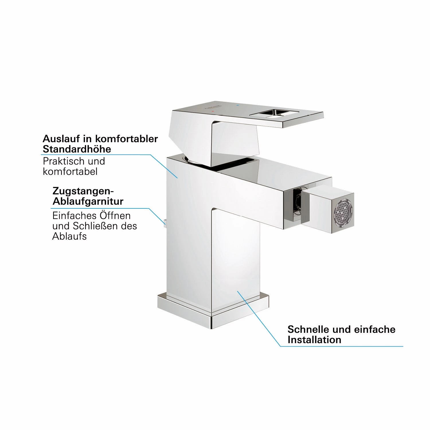GROHE Eurocube Einhand-Bidetbatterie, DN15 2 GROHE Eurocube Einhand-Bidetbatterie, DN15 – Bild 2