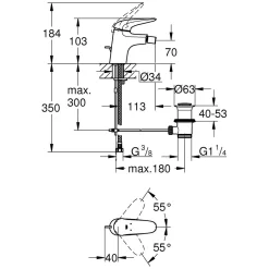 GROHE Eurostyle Einhand-Bidetbatterie DN 15 Mit Ablaufgarnitur