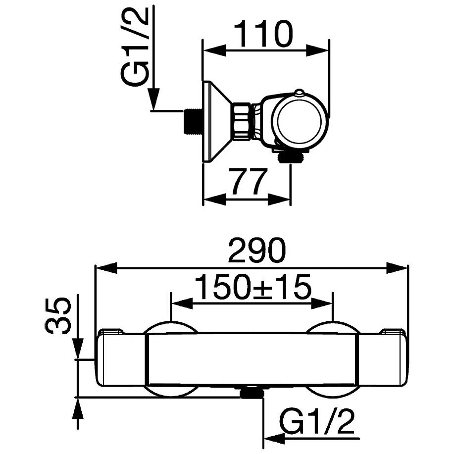 Hansa HANSAMICRA Brause-Thermostat-Batterie AP, Vertauschte Anschlüsse 2 Hansa HANSAMICRA Brause-Thermostat-Batterie AP, Vertauschte Anschlüsse – Bild 2