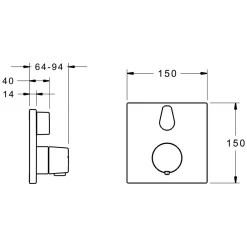Hansa HANSALIVING Thermostat-Wannen-Funktionseinheit, Rosette Eckig