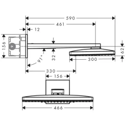 AXOR ShowerSolutions Kopfbrause 460 / 300 3jet Mit Brausearm Und Eckiger Rosette