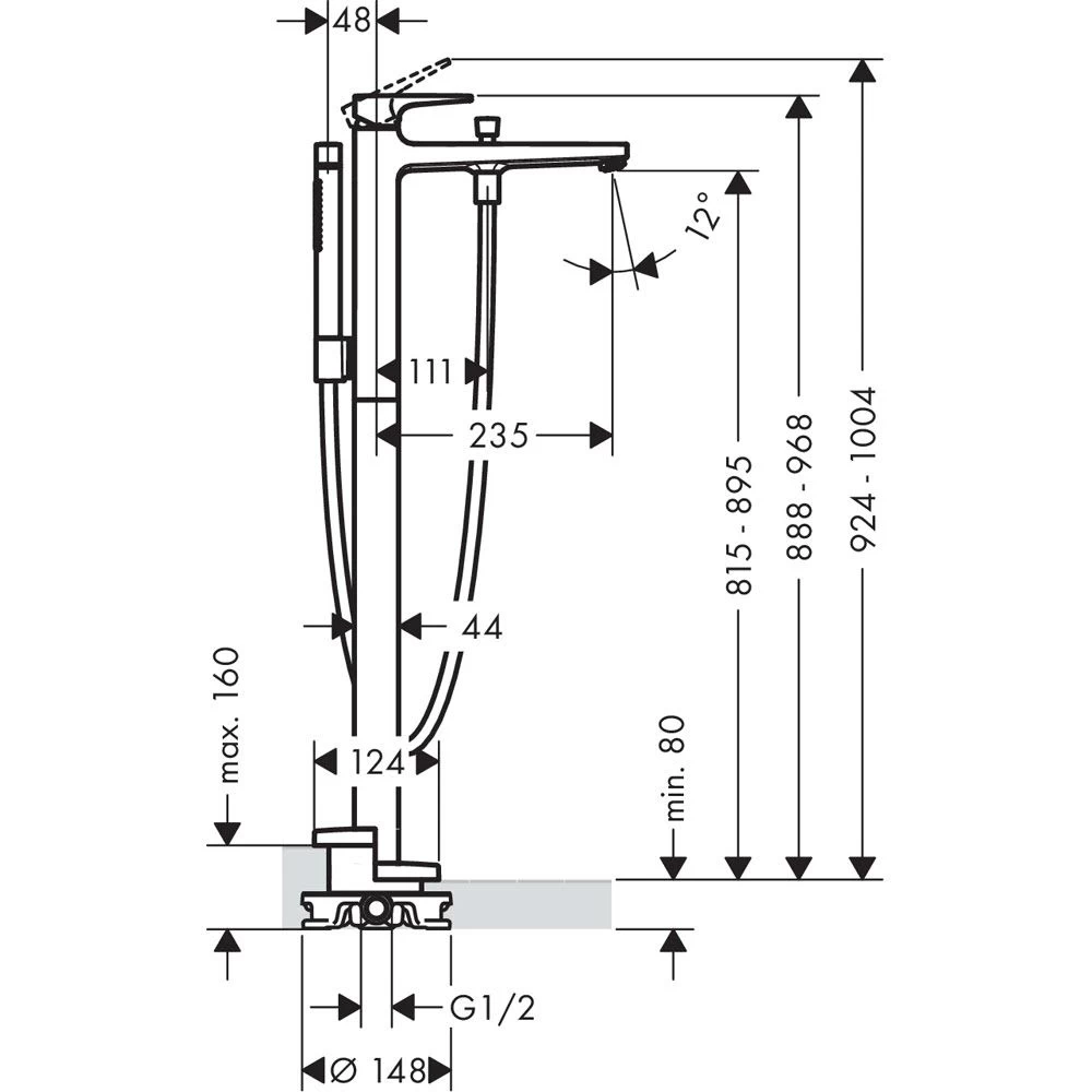 Hansgrohe Metropol Einhebel-Wannenmischer Bodenstehend Mit Hebelgriff 2 Hansgrohe Metropol Einhebel-Wannenmischer Bodenstehend Mit Hebelgriff – Bild 2