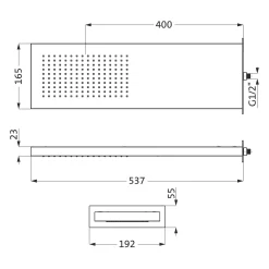Herzbach DEEP BLACK Regenbrause 53,7 X 16,5 Cm