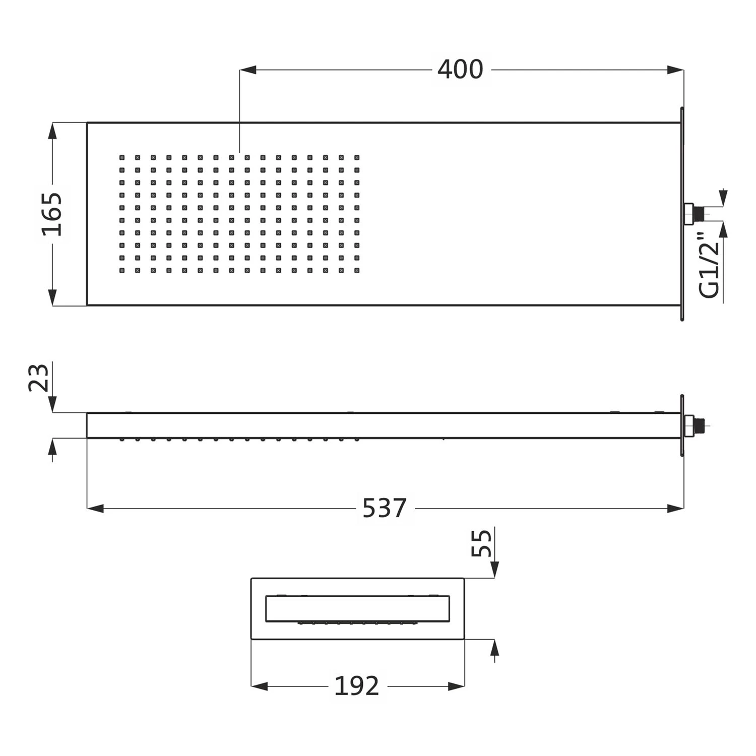 Herzbach DEEP BLACK Regenbrause 53,7 X 16,5 Cm 1 Herzbach DEEP BLACK Regenbrause 53,7 X 16,5 Cm