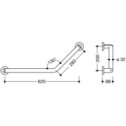 HEWI System 900 Winkelgriff 20 Cm, Links