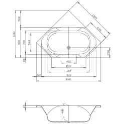 Hoesch Spectra Sechseck-Badewanne 190 X 90 Cm -Badmöbel Verkauf hersteller hoesch badewannen sechseckbadewannen spectra 190 593977