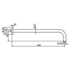 HSK Wandarm Gebogen, Mit Rosette
