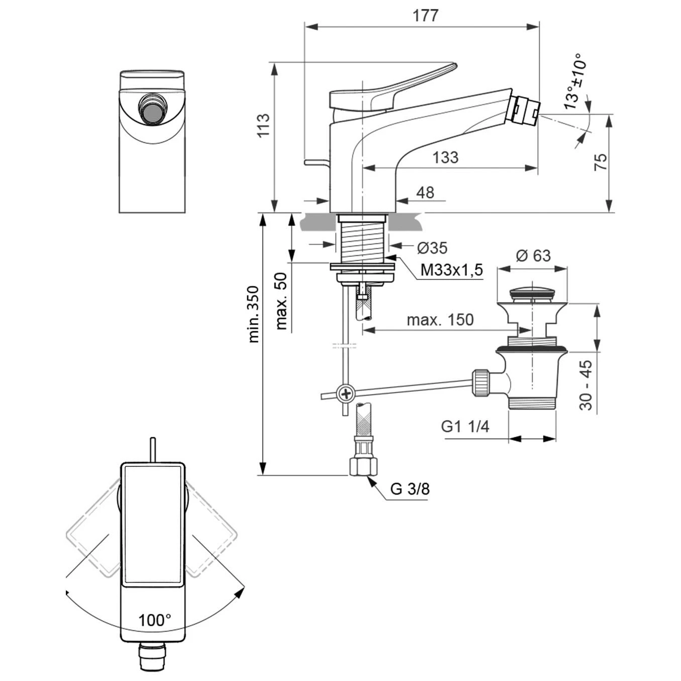 Ideal Standard Conca Bidetarmatur Mit Ablaufgarnitur 4 Ideal Standard Conca Bidetarmatur Mit Ablaufgarnitur – Bild 4