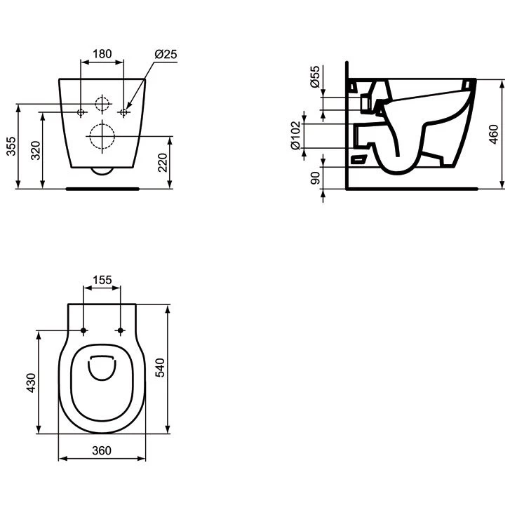 Ideal Standard Connect Freedom Plus 6 Wandtiefspülklosett 1 Ideal Standard Connect Freedom Plus 6 Wandtiefspülklosett