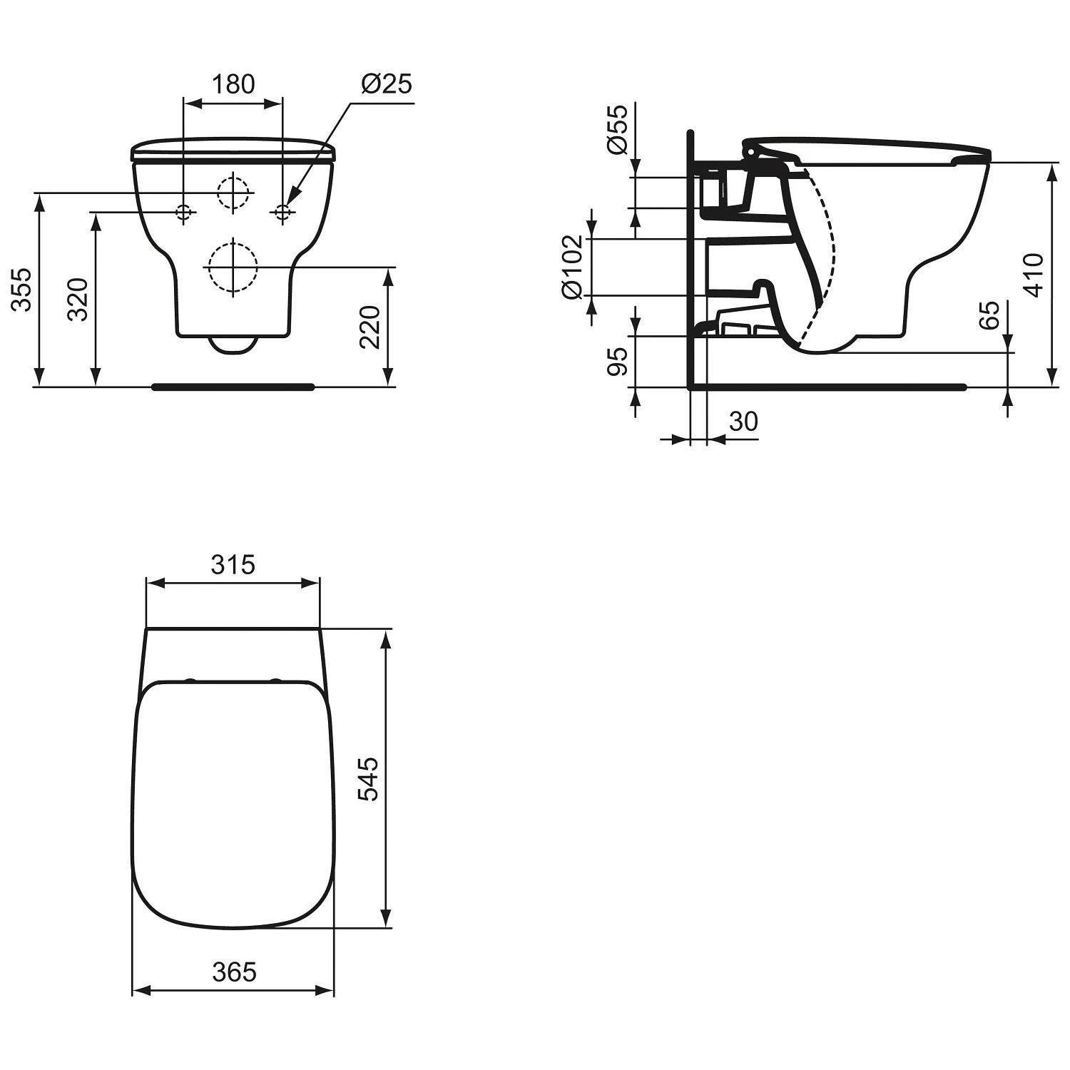 Ideal Standard CONNECT E Wandtiefspül-WC Spülrandlos AquaBlade Mit WC Sitz 4 Ideal Standard CONNECT E Wandtiefspül-WC Spülrandlos AquaBlade Mit WC Sitz – Bild 4